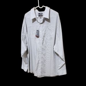 Murano big man's  stripe dark gray and white dress shirt or casual